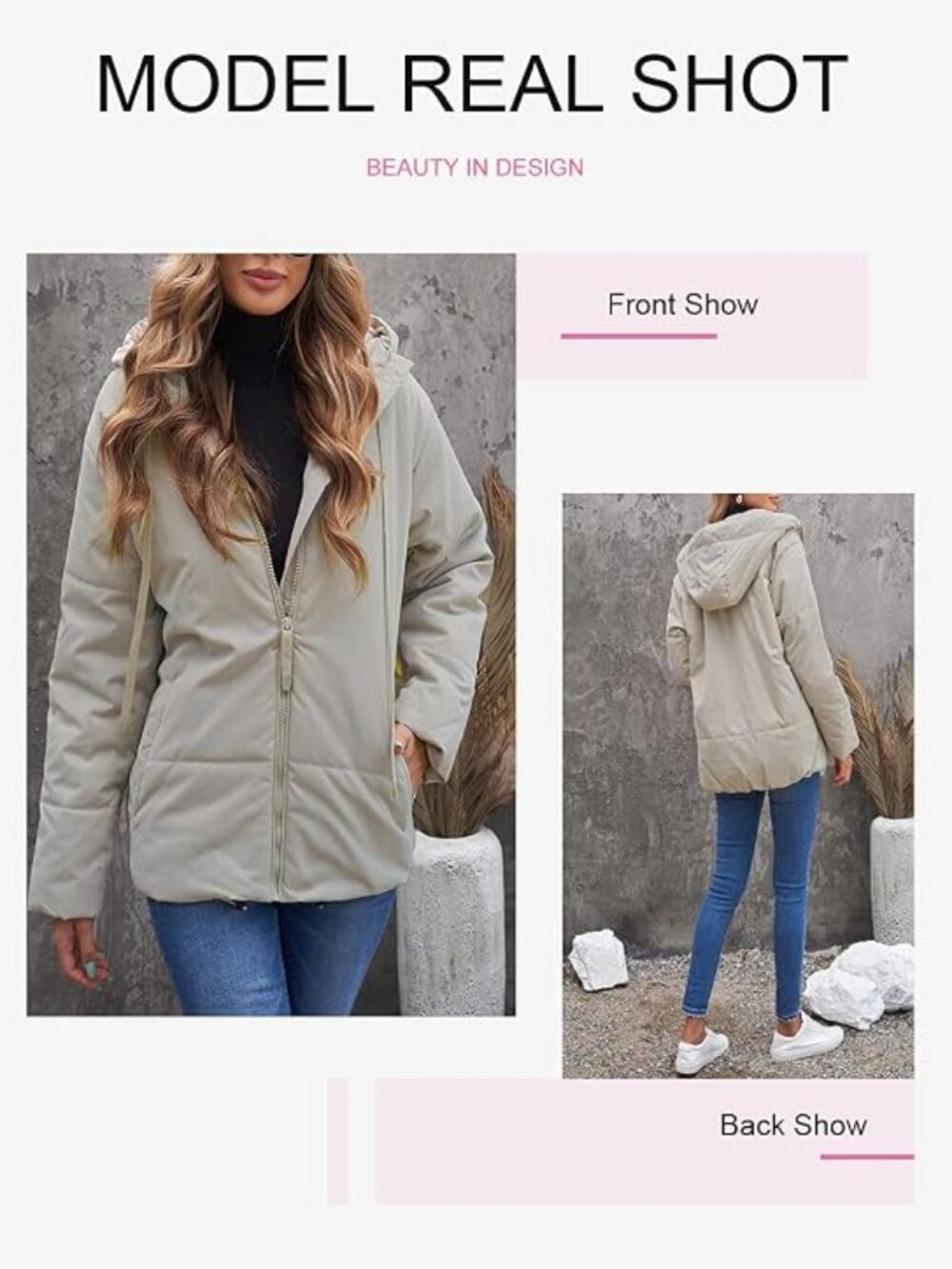 Dokotoo Womens Winter Clothing Full Zipper Hooded Puffer Jacket Short Coat - Picture 3 of 5
